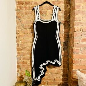 Elegant Asymmetrical Black and White Dress